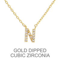 GOLD DIPPED CZ INITIAL NECKLACE